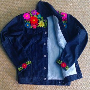 Product Image and Link for Vintage Mexican Folk Art Hand Embroidered Denim Jean Jacket Handmade Size Medium