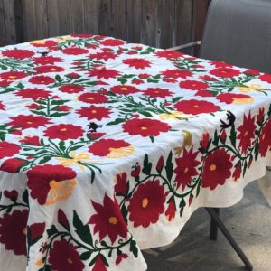 Product Image and Link for Mexican Artisanal Hand Embroidered Tablecloth (Square) Flowers. Mantel Christmas