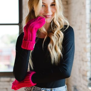 Product Image and Link for Pink Cable Knit Mittens