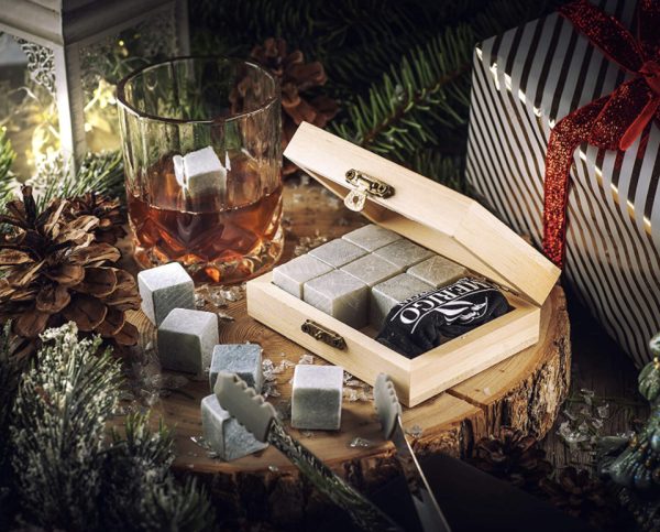 Product Image and Link for Godinger 12oz Cigar Whiskey Glass and whiskey stone gift set
