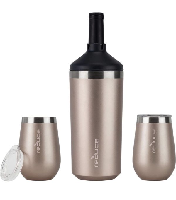 Product Image and Link for Stainless Steel Wine Bottle Cooler Set with 12oz Insulated Wine Tumblers