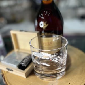 Product Image and Link for Godinger 12oz Cigar Whiskey Glass and whiskey stone gift set