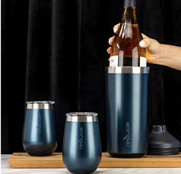 Product Image and Link for Stainless Steel Wine Bottle Cooler Set with 12oz Insulated Wine Tumblers