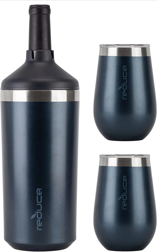 Product Image and Link for Stainless Steel Wine Bottle Cooler Set with 12oz Insulated Wine Tumblers