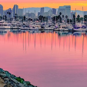Product Image and Link for Fine Art Print – Sunrise of Downtown, San Diego
