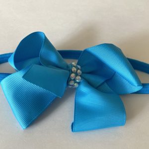 Product Image and Link for Turquoise Rhinestone Center Bow Elastic Headband
