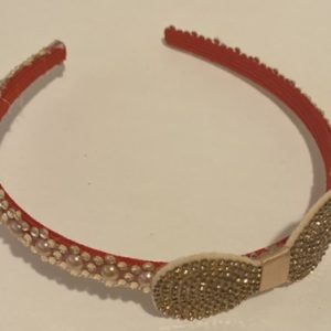 Product Image and Link for Gold Pearl-Studded Girl Headband Rhinestone Studded Gold Bow