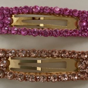 Product Image and Link for 2-Piece Beautiful Pink & Gold Studded Rhinestone Barrettes