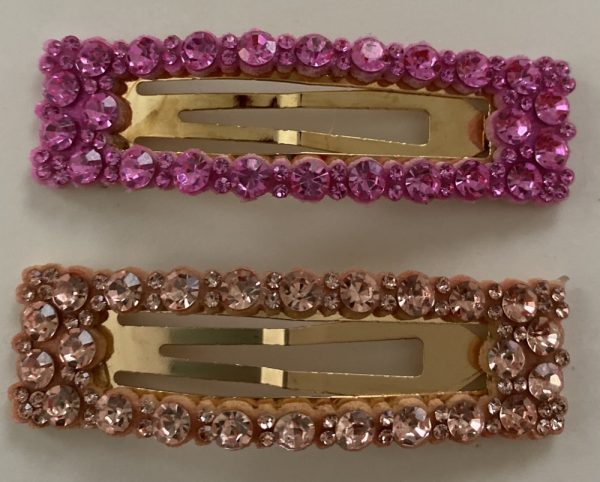 Product Image and Link for 2-Piece Beautiful Pink & Gold Studded Rhinestone Barrettes