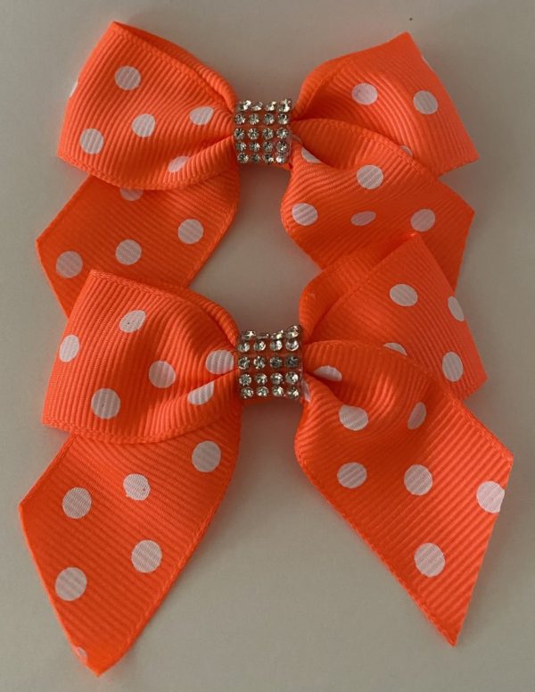 Product Image and Link for 6- Piece Assorted Polka Dot & Solid Color 2″ Bows W/Little Rhinestone In the Center