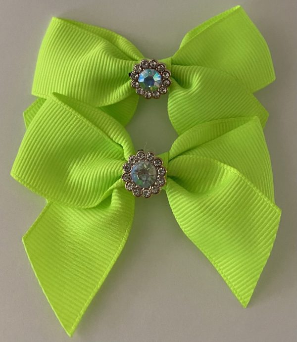 Product Image and Link for 6- Piece Assorted Polka Dot & Solid Color 2″ Bows W/Little Rhinestone In the Center