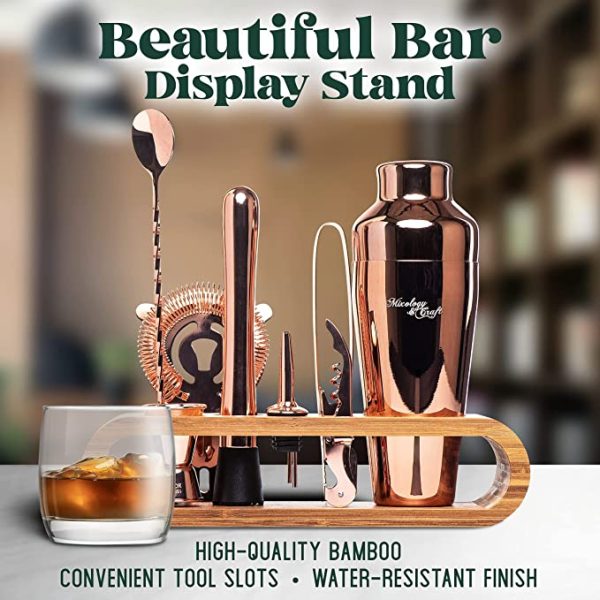 Product Image and Link for 10-Piece Bar Tool Set with Stylish Mahogany Stand
