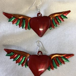 Product Image and Link for Hand painted corazón tinplate earrings