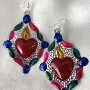 Product Image and Link for Hand painted corazon tinplate earrings