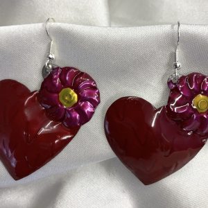 Product Image and Link for Hand painted corazón tinplate earrings