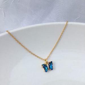 Product Image and Link for Royal Blue Mini Butterfly Necklace