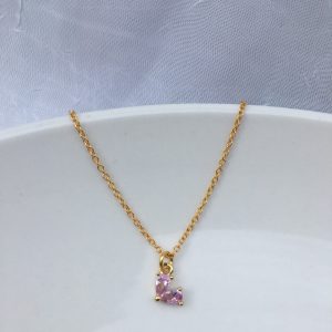 Product Image and Link for Pink Cubic Zirconia Mini Heart Necklace