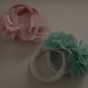 Product Image and Link for 4- Piece Assorted Pastel Colors L’il Flowers Ponytail Holder