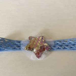 Product Image and Link for L’il Star Pink & Silver Stretchy Blue Headband for Infant/Toddler Girl