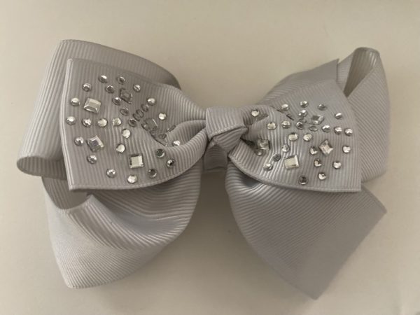 Product Image and Link for Gray 4′ Rhinestone Studded Hair Bow