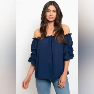 Product Image and Link for WOMEN’S OFF SHOULDER RUFFLE SLEEVE TOP Size Small Brand New