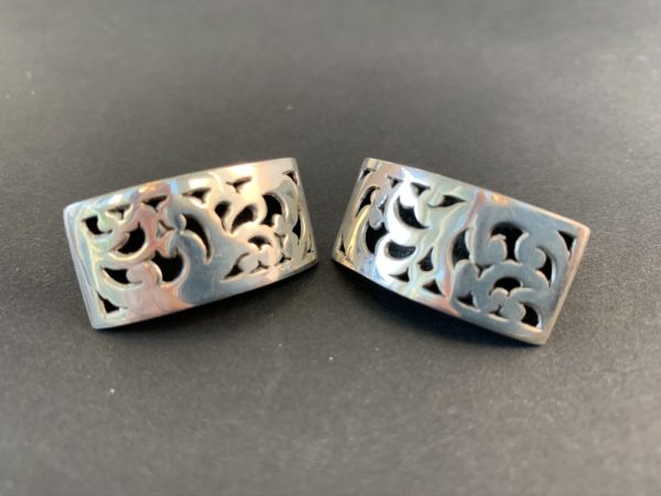Product Image and Link for Lois Hill Sterling Silver Classic Cut Out Scroll Curved Clip-On Earrings