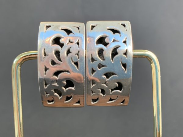 Product Image and Link for Lois Hill Sterling Silver Classic Cut Out Scroll Curved Clip-On Earrings