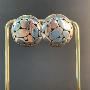 Product Image and Link for John Hardy Sterling Silver Medium Kali Pebble Round Domed Omega Back Button Earrings