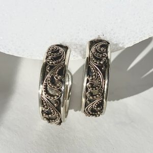 Product Image and Link for Lois Hill Sterling Silver Granulated Swirl Post Hoop Earrings