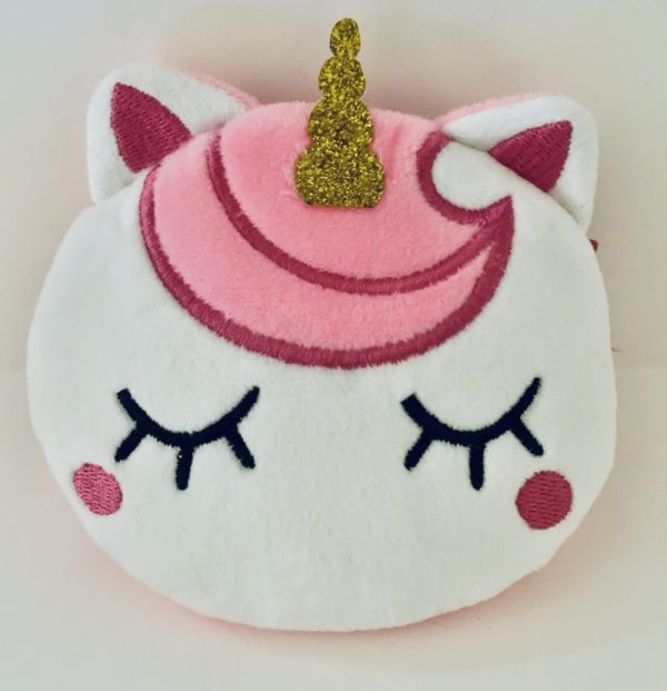 Product Image and Link for Soft Velour Pink & White Unicorn Coin Purse