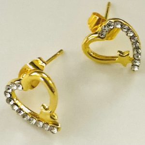 Product Image and Link for Goldtone /Rhinestone, Heart Shaped Shooting Star Tween Post Earrings