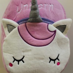 Product Image and Link for Lilac & White Unicorn Girl’s Soft Velour Backpack