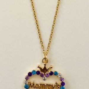 Product Image and Link for Mommy’s Girl Lavender/Purple/Teal or Pink /Teal Rhinestone Necklace with Stainless Steel Gold Chain