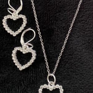 Product Image and Link for Silver Heart shaped Rhinestone Necklace & Earring Set for Tween Girl