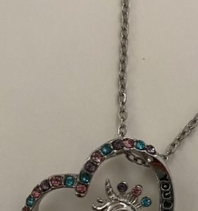 Product Image and Link for Silver Heart shaped Rhinestone Unicorn You =Are=Magical Necklace for Girl