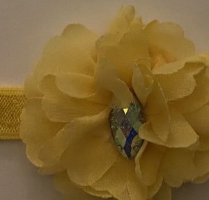 Product Image and Link for Infant/Toddler Soft Elastic Sunshine Yellow Flower with Prizm Jewel Headband