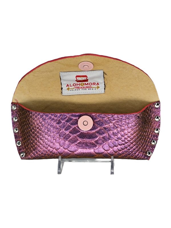 Product Image and Link for Leather Pink Reptile Sunglass Case