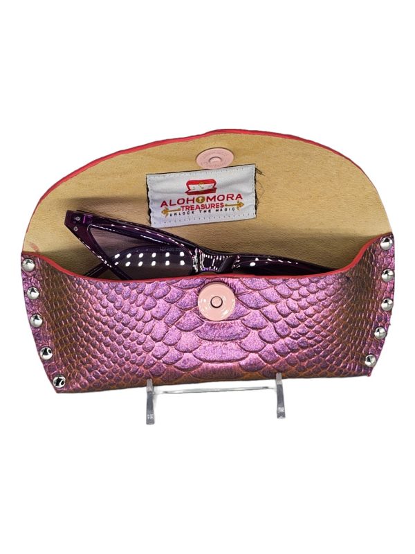 Product Image and Link for Leather Pink Reptile Sunglass Case