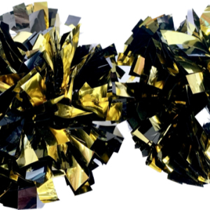 Product Image and Link for Metallic Gold and Black Pom Poms