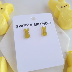 Product Image and Link for Glitter Bunny Studs – Yellow / Easter Earrings