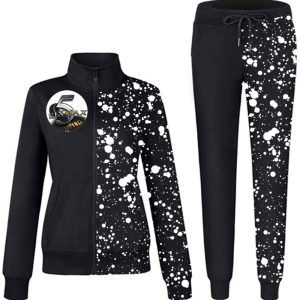 Product Image and Link for Women Black and White Splat Sweat Suite