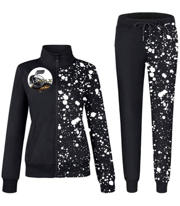 Product Image and Link for Women Black and White Splat Sweat Suite