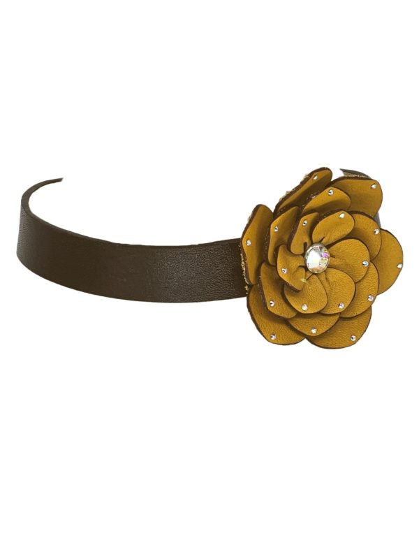 Product Image and Link for Leather Flower Choker Yellow