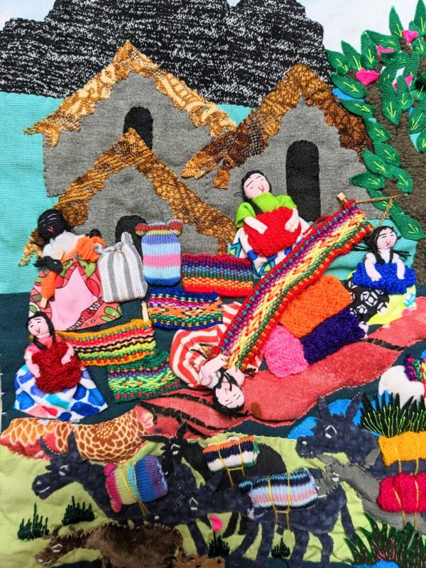 Product Image and Link for Daily Life in a Mountain Village Arpillera