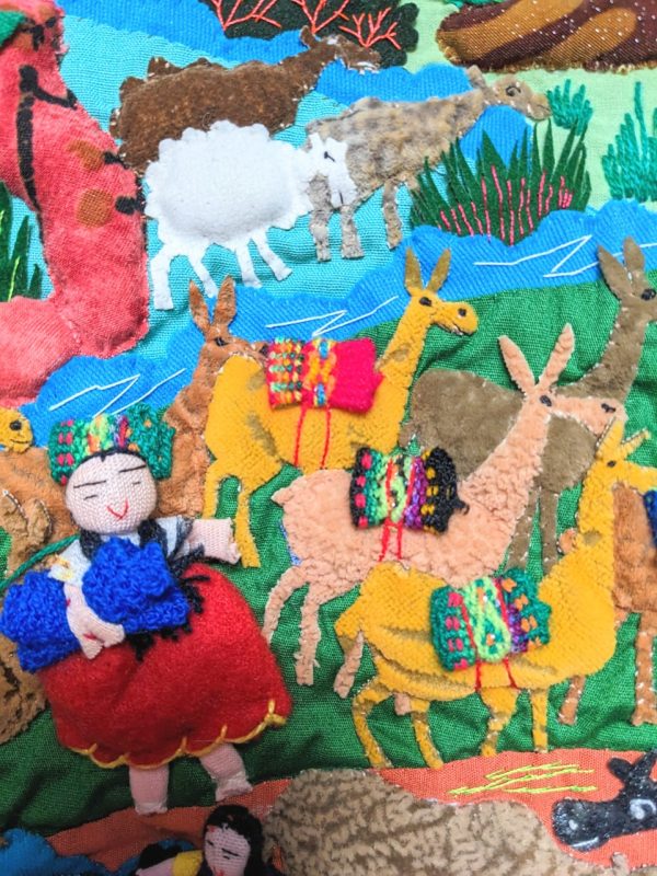 Product Image and Link for Daily Life in a Mountain Village Arpillera