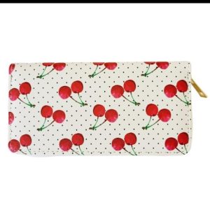 Product Image and Link for Cherry Print Wallet with Gold Hardware