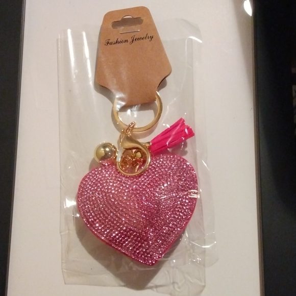 Product Image and Link for Bling Rhinestone Pink Heart Puffy Tassel Purse Charm Key Charm