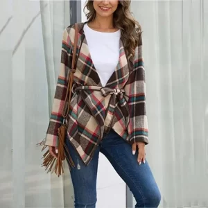 Product Image and Link for FASHION WINTER PLAID FRONT TIE JACKET MEDIUM