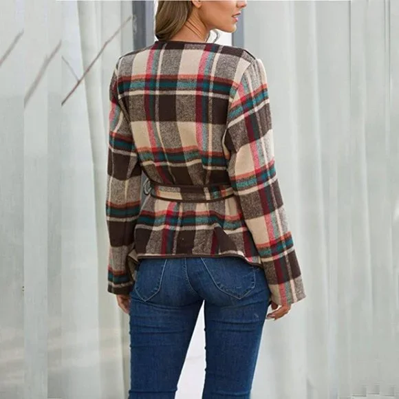 Product Image and Link for FASHION WINTER PLAID FRONT TIE JACKET MEDIUM