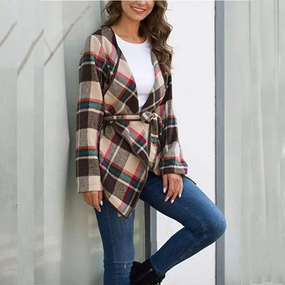 Product Image and Link for FASHION WINTER PLAID FRONT TIE JACKET MEDIUM